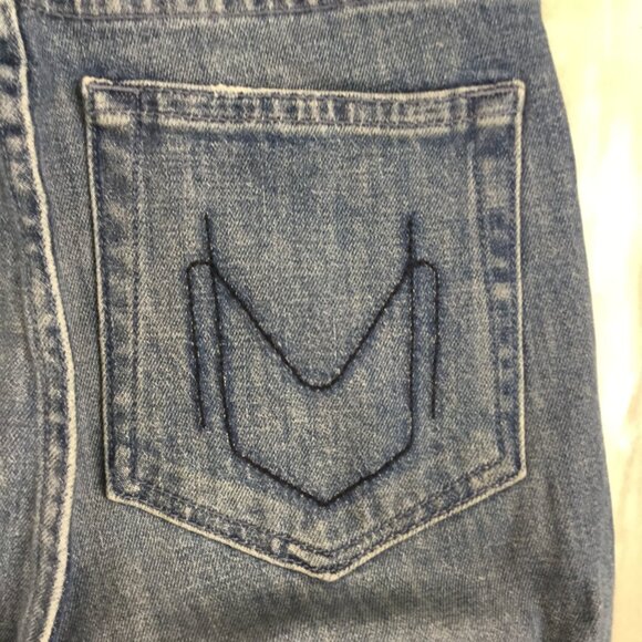 MuMu Blue Brooklyn High Waist Fringe Hem Distressed Jean 28 - Picture 8 of 13